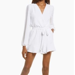 Fraiche by J Flaired Tie Waist Long Sleeve Romper